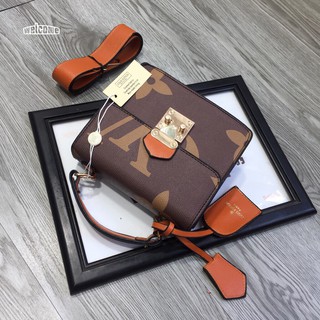 Túi Lv hộp vuông - nâu logo