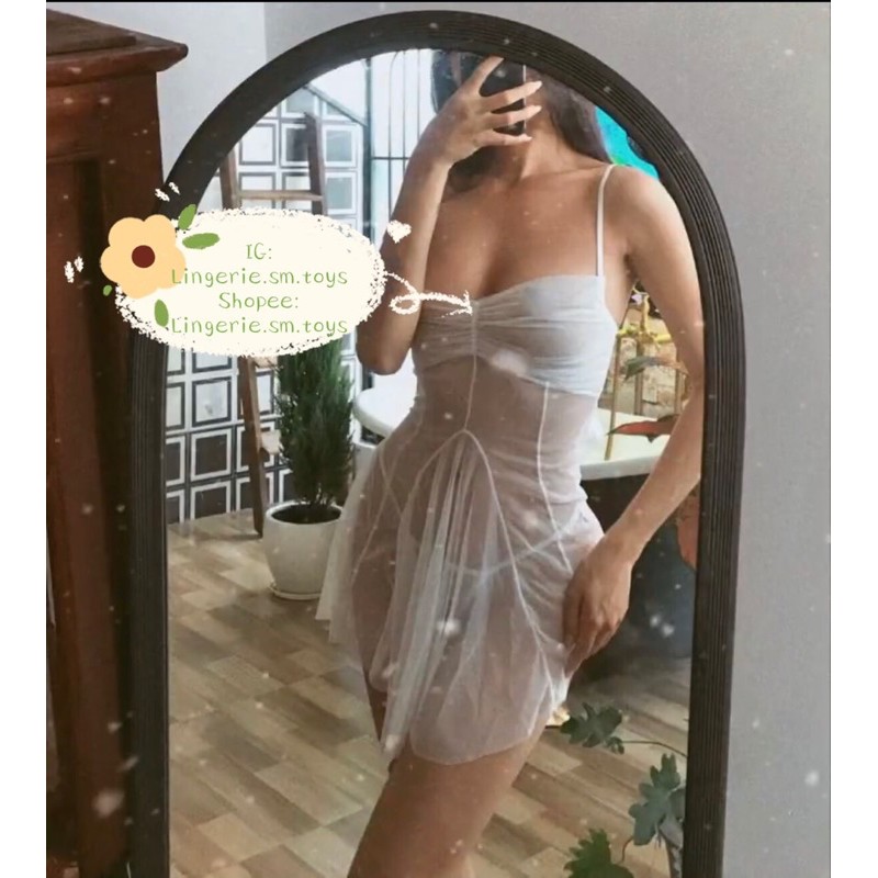 Váy Ngủ Voan Trắng Mềm Mại Xuyên Thấu Gợi Cảm | BigBuy360 - bigbuy360.vn