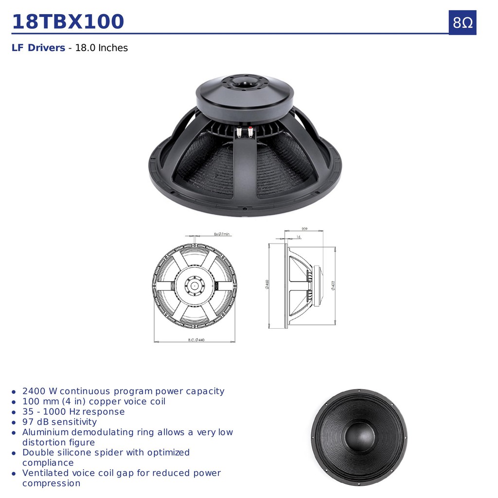 Loa rời Sub 5 Tấc B&C SPEAKERS 18TBX100  – Hàng Chính Hãng