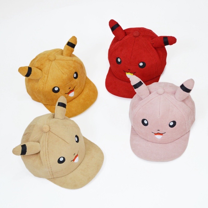 Nón kết kaki gân pikachu cho trẻ 3-5 tuổi ( khoá dán có thể nới lỏng hoặc siết cho vừa form đầu của bé_NÓN MŨ THỜI TRANG