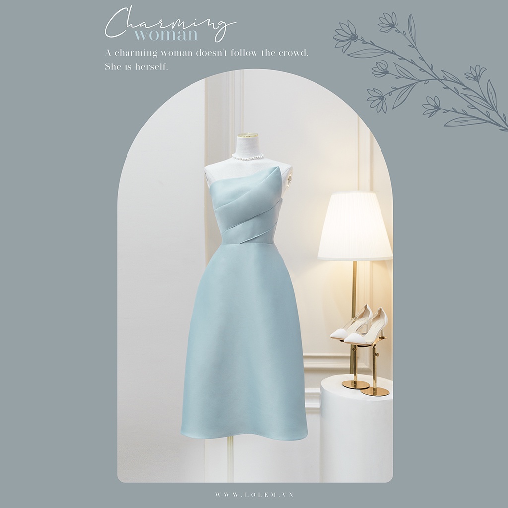 Đầm dự tiệc sang trọng LOLEM CLOTHING, đầm tiểu thư dáng xòe tafta xinh cúp ngực - Dx160