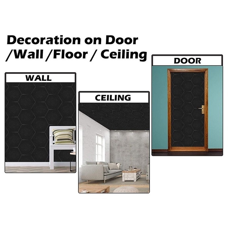 Miếng Dán Tường Hình Lục Giác 3D Bằng Vải Nỉ Trang Trí