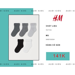 Combo 5 đôi tất màu trắng, xám, đen cực ấm cho các bé - H&M chính hãng
