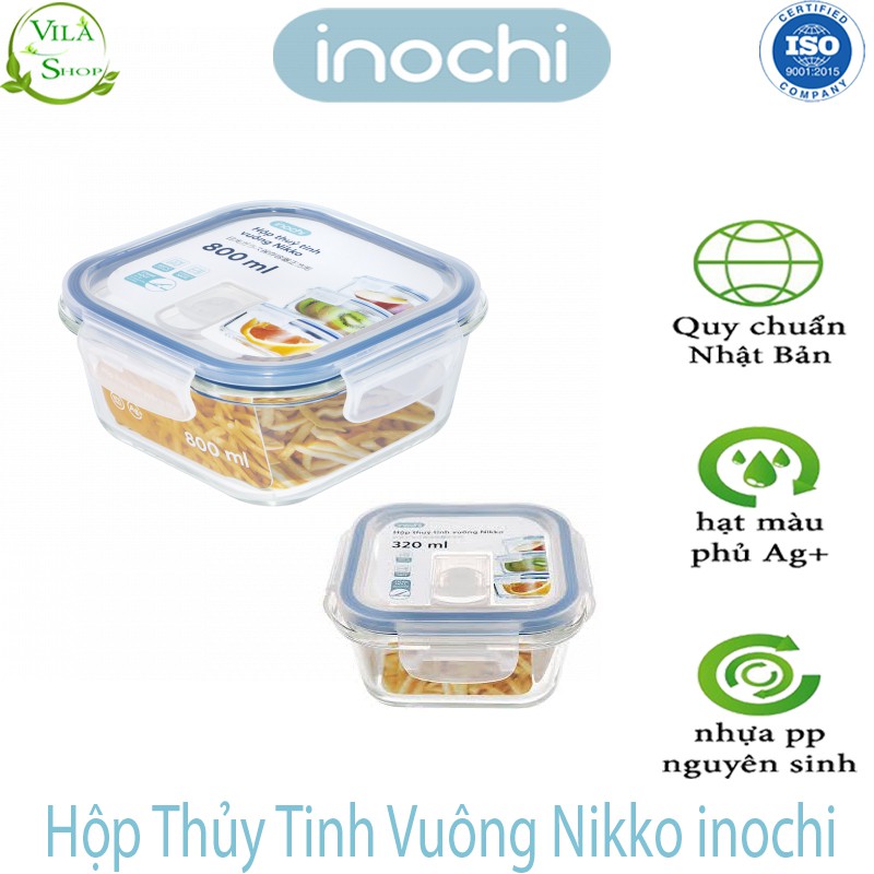 [ Bộ ] Hộp Thực Phẩm, Hộp Thủy Tinh Chịu Nhiệt Hình Vuông, Thủy Tinh Cao Cấp Inochi Sử Dụng An Toàn Trong Lò Vi Sóng