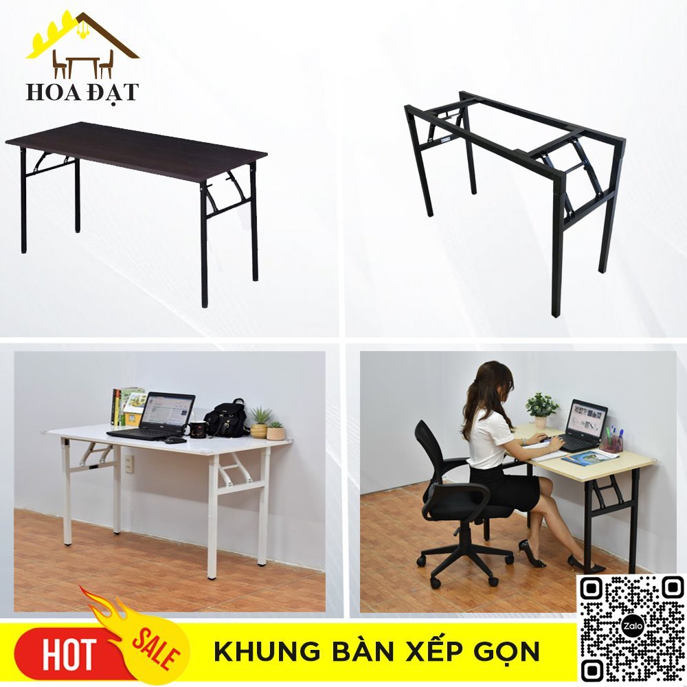 Bàn Làm Việc, Bàn Học, Gaming Chân Gấp Gọn Thông Minh Cao Cấp - Sơn Tĩnh Điện - Lắp Đặt Sẵn - KT Khung: 110x40x73cm