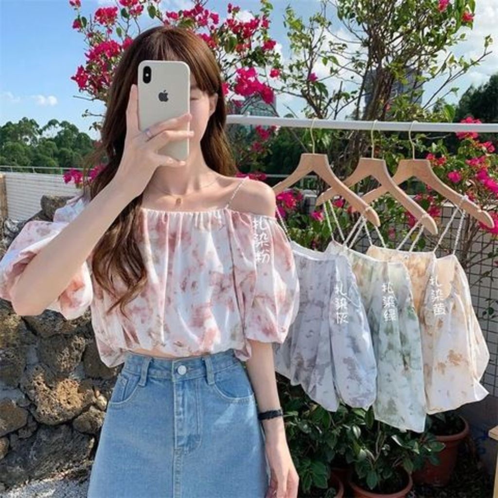 Áo Sơ Mi Chiffon Dáng Rộng Tay Ngắn In Hoa Thời Trang Mùa Hè Cho Nữ