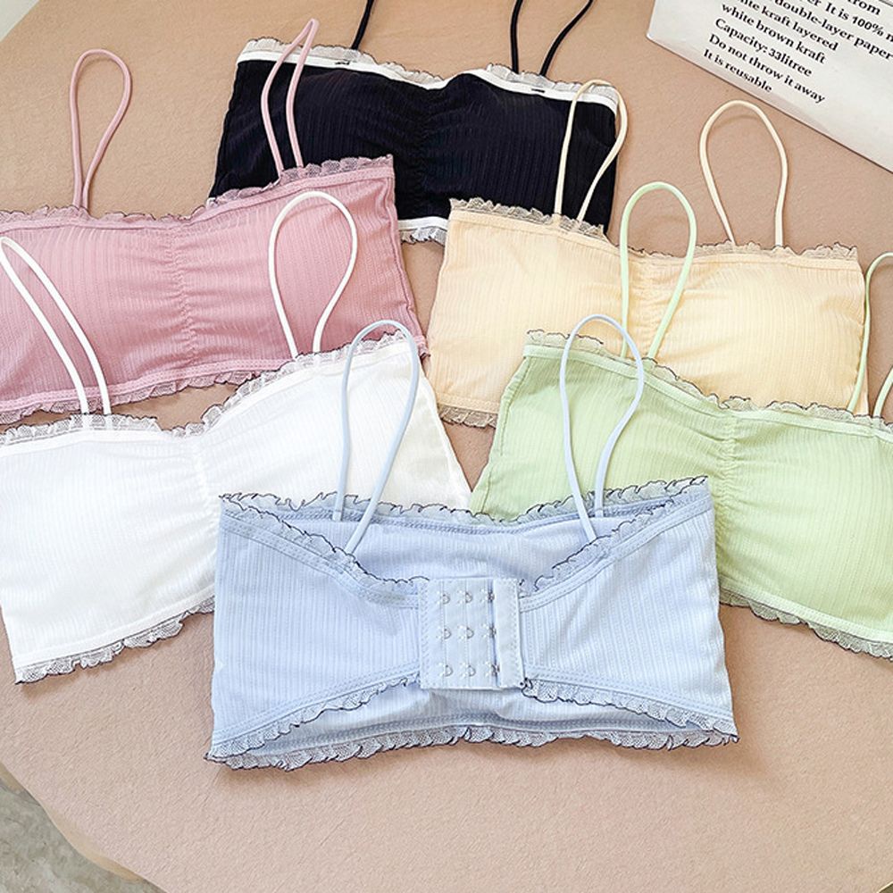 Áo ngực hai dây không đường may ba nút nhiều màu tùy chọn hở lưng vải thoáng khí thoải mái thân thiện da cho nữ