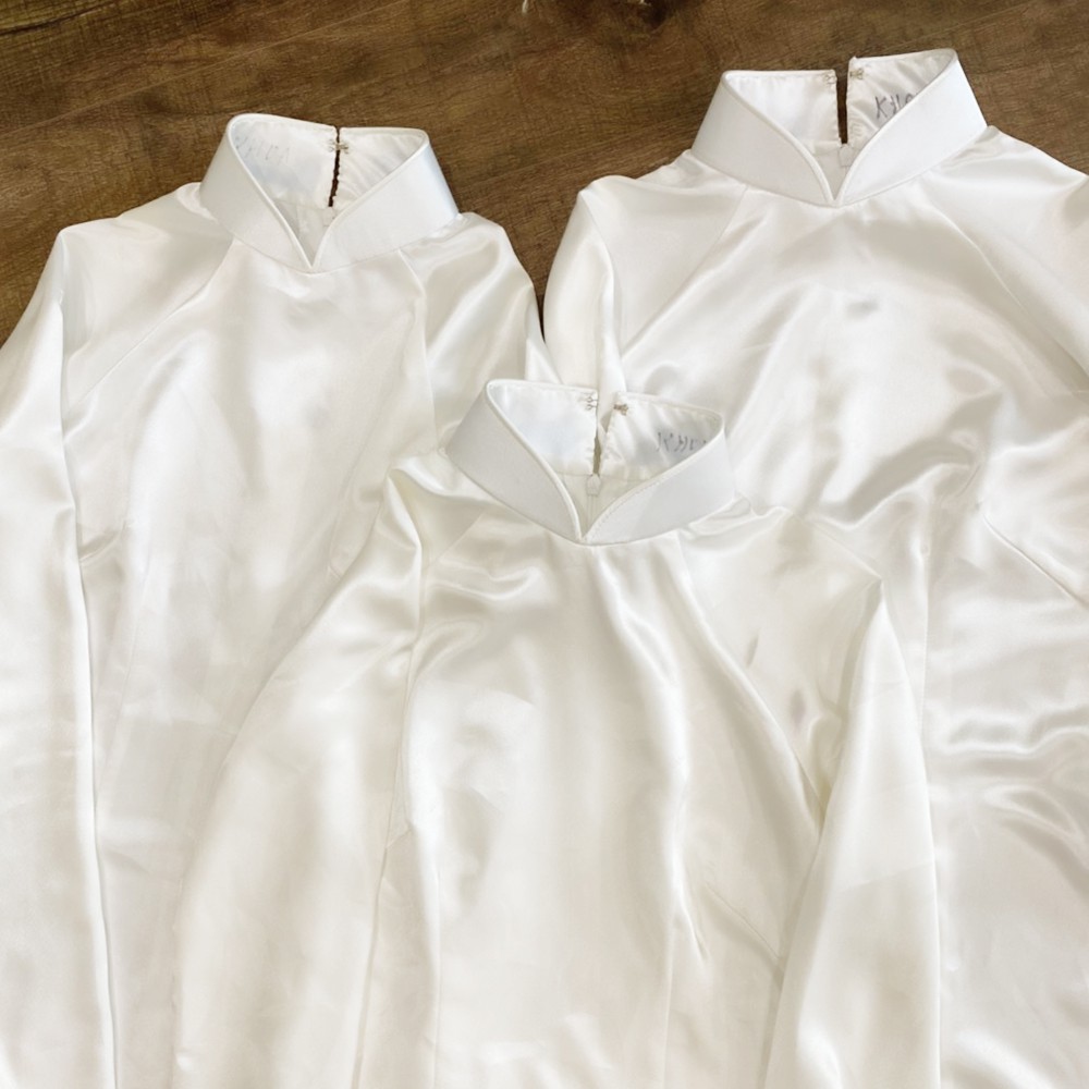 Combo áo dài trắng nữ sinh kèm quần vải phi bóng thanh lịch [ hàng lướt 1 likenew 99%]