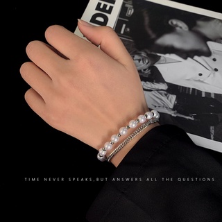Unisex Choker Bracelet Pendant Long korean hiphop tainless steel does not rust, does not fade, anti allergy Pearl