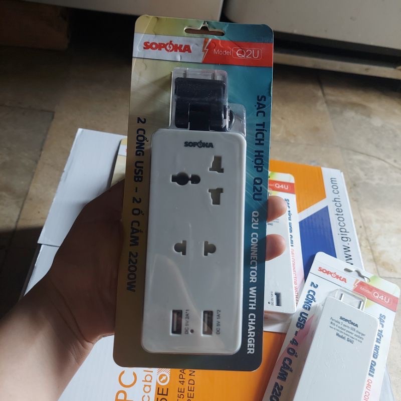 Ổ cắm thông minh có USB, sạc tích hợp Q2U Q4U Sopoka