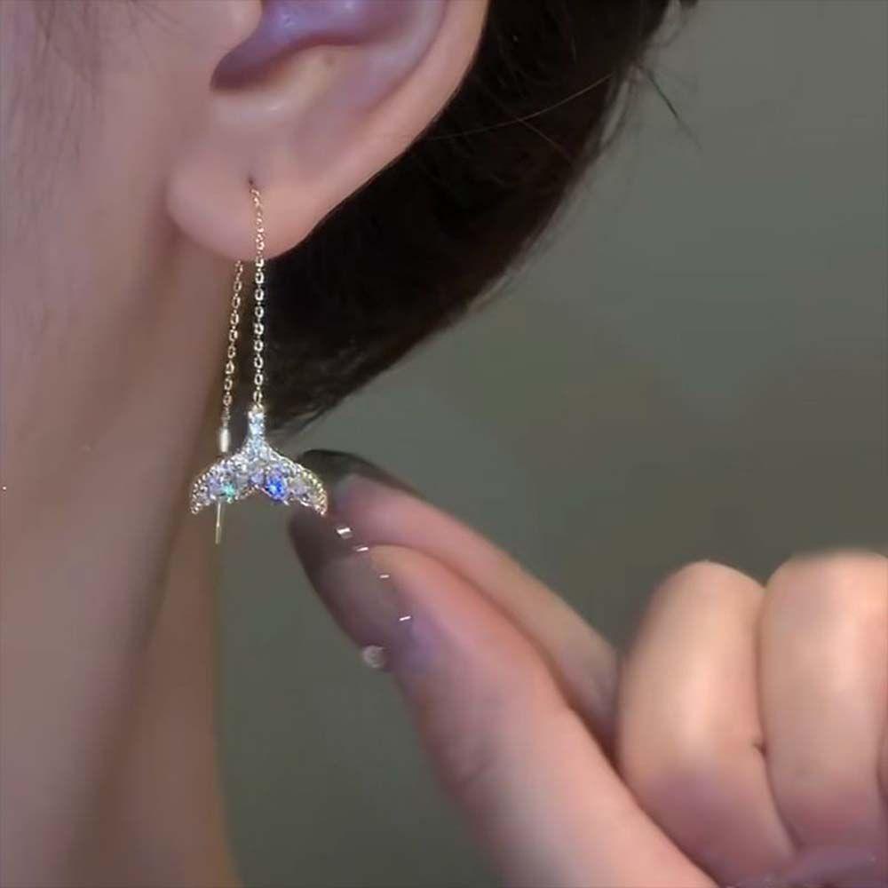 Khuyên Tai Đuôi Cá Dáng Dài Thiết Kế Ngọt Ngào Cho Nữ|Khuyên Tai Phong Cách Hàn Quốc Cho Nữ