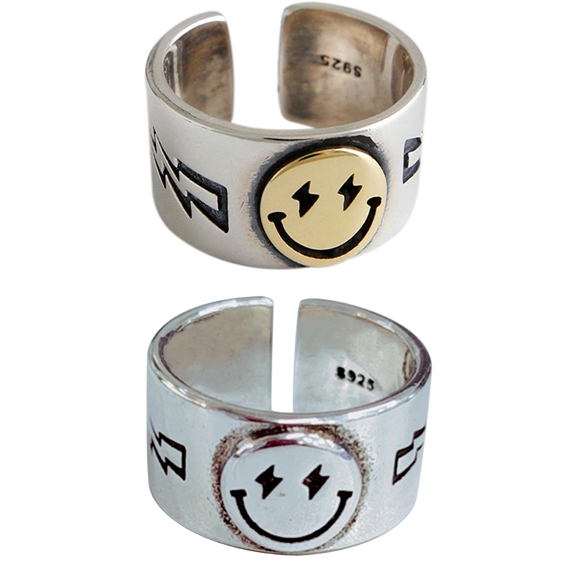 Nhẫn Đeo Tay Hình Mặt Cười Phong Cách Retro Hàn Quốc