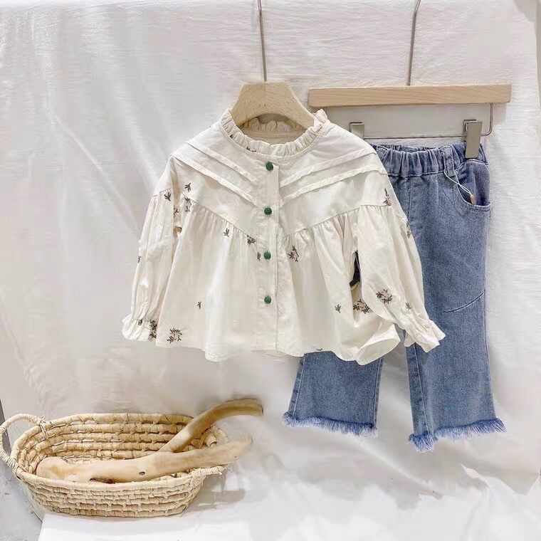 [Babycat] Hàng Có Sẵn Áo Sơ Mi Cổ Đứng In Hoa Phong Cách Nhật Bản Hàn Quốc Dễ Thương Thời Trang Xuân Hè 2022 Cho Bé Gái