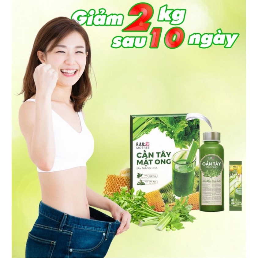 Cần Tây Mật Ong Motree [MUA 3 TẶNG 1], Bột Cần Tây Hỗ Trợ Giảm Cân, Giảm Béo, Thanh Lọc Cơ Thể, Làm Đẹp Da -Hộp 14 gói