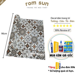 [KHỔ 90cm] Giấy dán tường 💝ĐÀI LOAN💝 Decal dán tường gạch bông dán phòng ngủ/phòng khách/dán tủ/dán bàn/dán cửa khổ 90cm