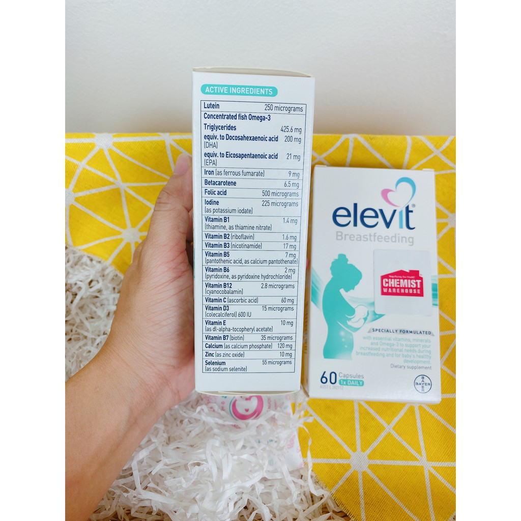 [Có Tem Chemist] Elevit sau sinh cho Mẹ, Elevit Bú, Elevit Breastfeeding 60 viên (Date 2023) - Xuất xứ Úc