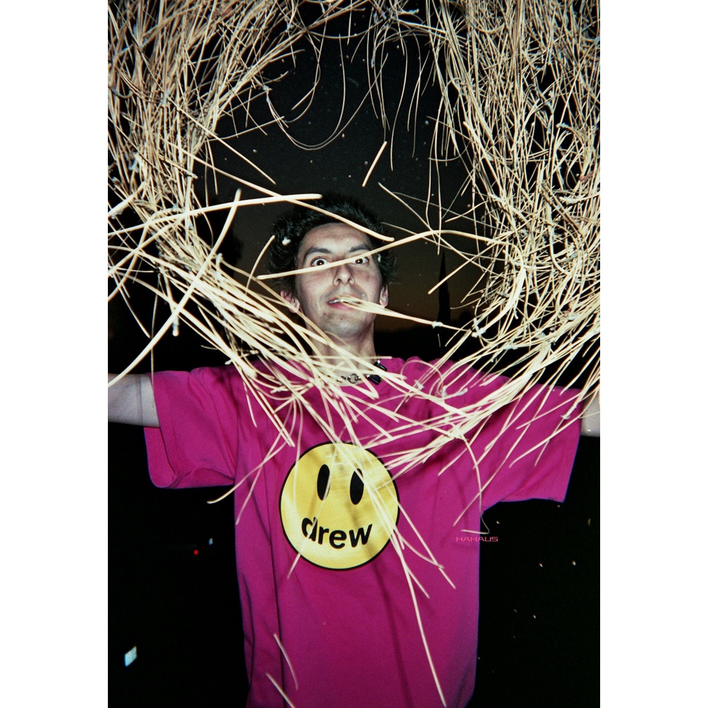 - Áo Thun Drew House Justin Biber màu hồng đậm cao cấp, Áo tee Drew House oversize chất liệu cotton