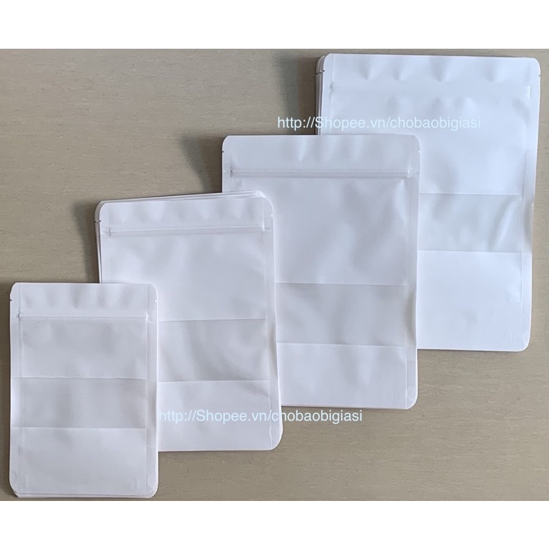 {1kg/size} Túi zipper giấy Kraft MÀU TRẮNG cửa sổ tràn (hàng đẹp - SP y hình)