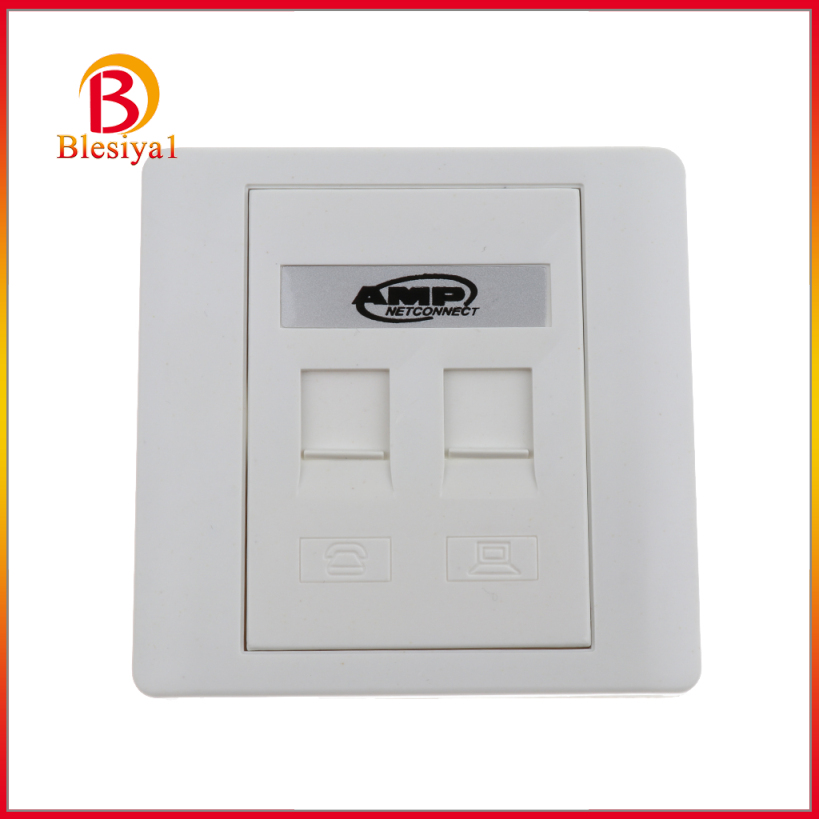 [BLESIYA1]2 Port Wall Outlet Face Plate 1 Way RJ45/RJ11 Network Ethernet Jack Keystone