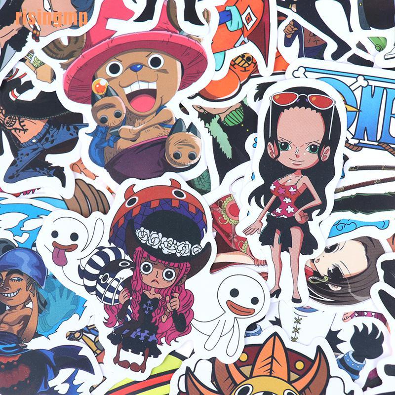 Bộ 50 Miếng Dán Họa Tiết Hoạt Hình One Piece Độc Đáo Trang Trí Xe Hơi / Xe Hơi