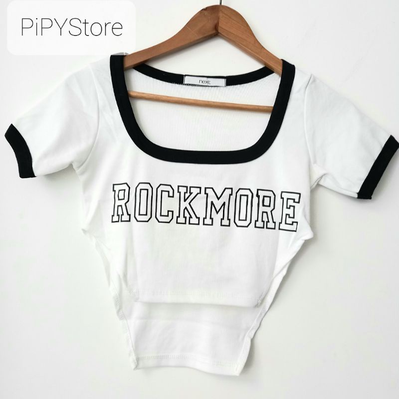 Áo Croptop Cổ Vuông Tay Ngắn ROCKMORE Vạt Vuông Khoét Eo Hai Bên Cá Tính Cho Nữ Cực Tôn Dáng RANSHI - RA038