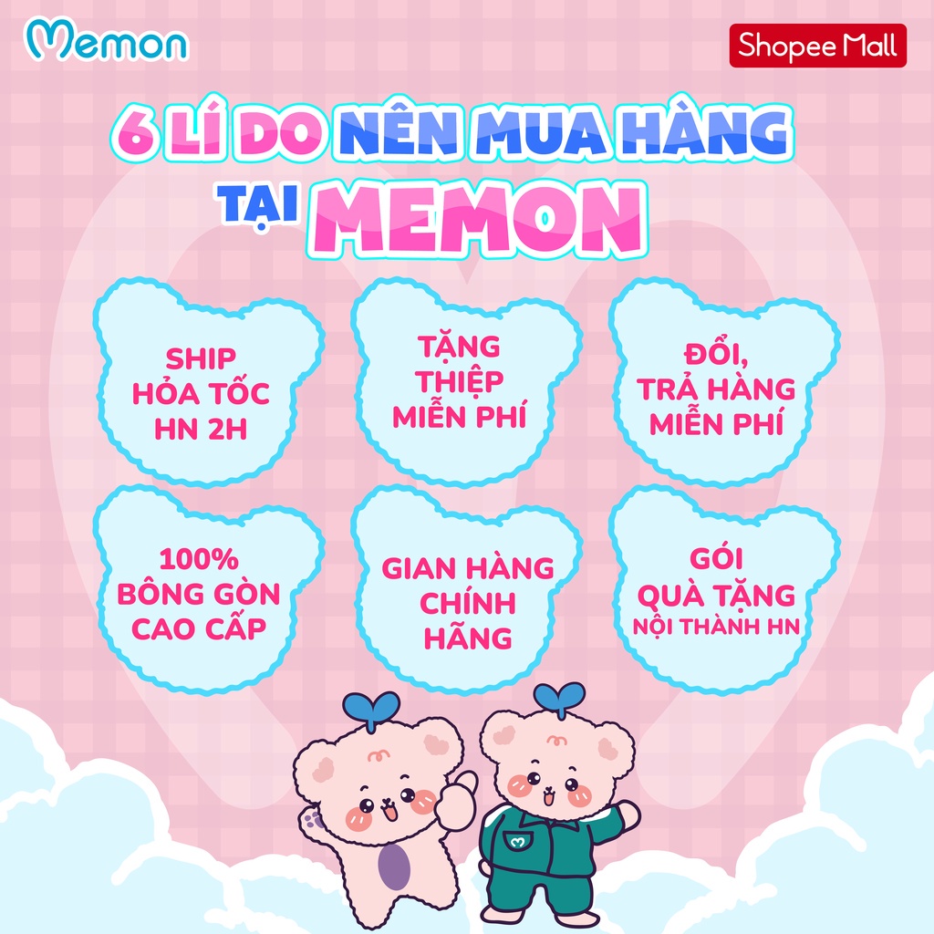 Gối Ôm Heo Đeo Vòng Hình Tim Nhồi Bông Cao Cấp Memon