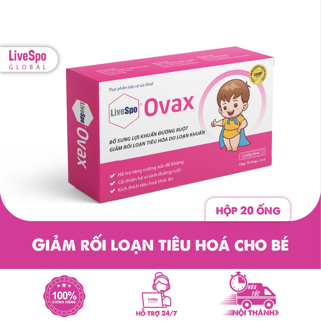 Bào tử lợi khuẩn LiveSpo Ovax cho trẻ rối loạn tiêu hóa do loạn khuẩn tăng cường sức đề kháng