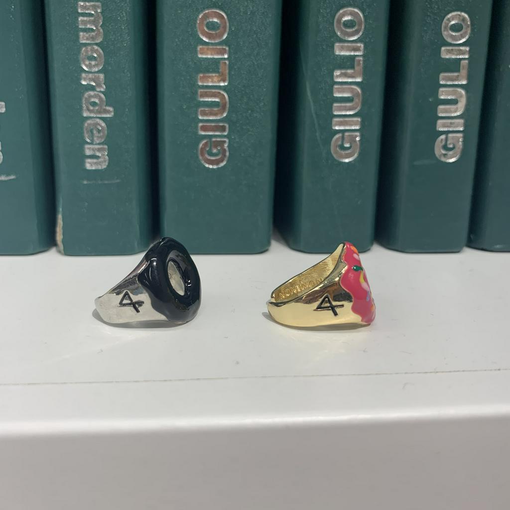 Nhẫn Ngón Tay Mặt Hình Bánh Donut Phong Cách Retro