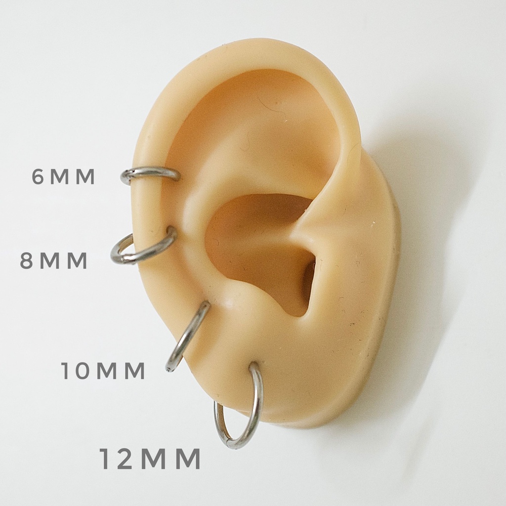 Khuyên Tai Tròn Hoop Nhiều Size Dày 1.6MM  Unisex Titanium Julies Box 66 Bông Tai Titan Nam