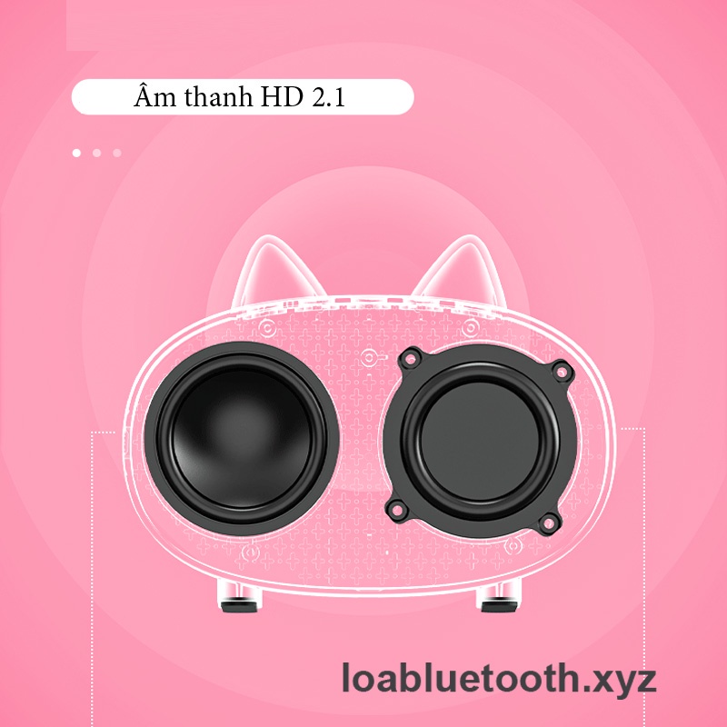 Loa bluetooth mini JM02 chính hãng giá rẻ đồng hồ báo thức hình tai mèo dễ thương, bass mạnh, pin 8 giờ