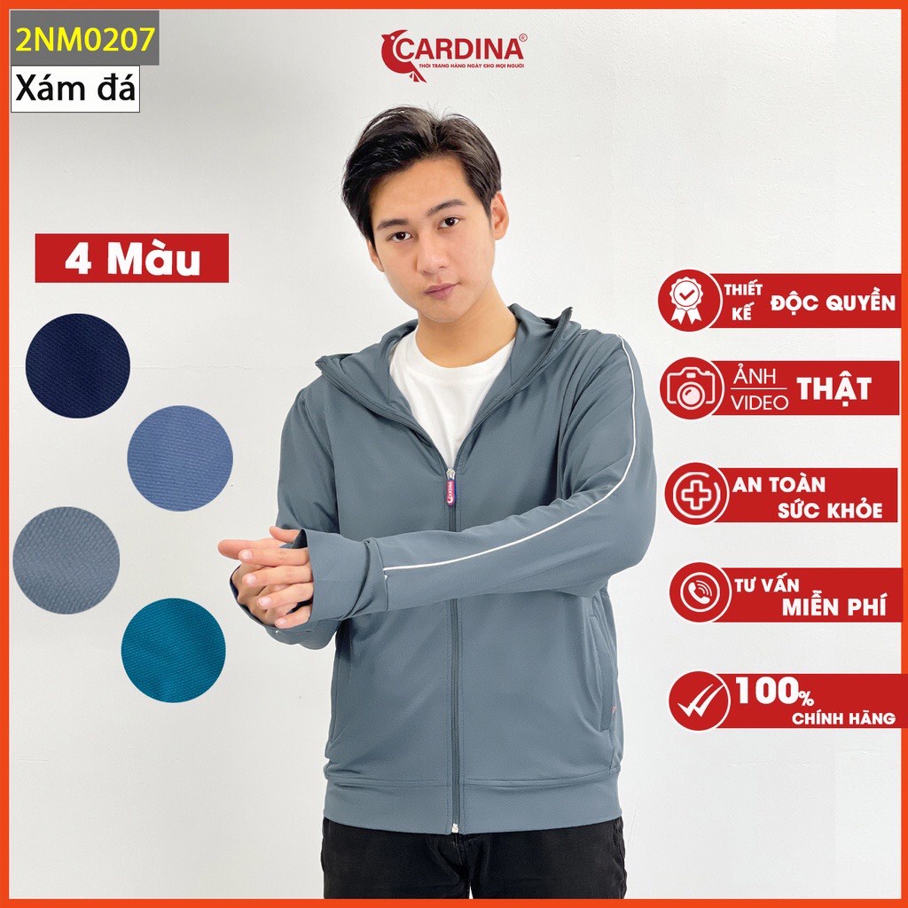 Áo chống nắng nam CARDINA  màu đẹp 2 lớp chất thun lạnh viền thể thao chống tia UV thiết kế lưới tản nhiệt chống nóng