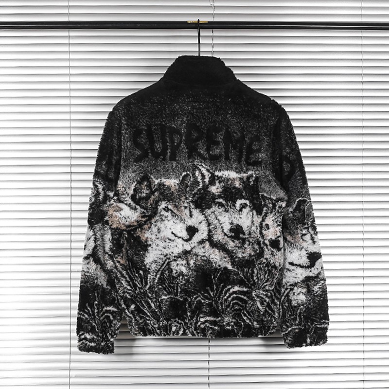 ⚡️ - Áo khoác Supreme Fleece Wolf Jacket Black cao cấp full tag túi, áo khoác Supreme PLV1