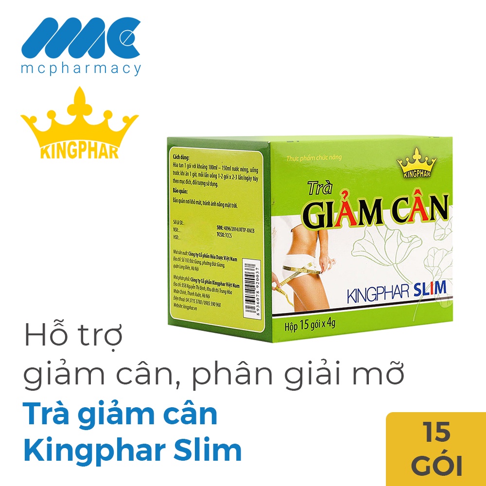 Trà giảm cân Kingphar Slim  Hỗ trợ tăng cường chuyển hóa chất béo, hỗ trợ giảm béo.