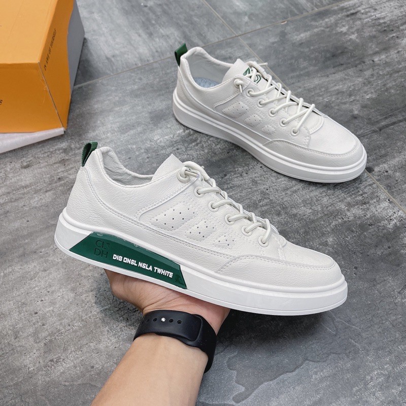 [NewColection] Giày thể thao nam, giày sneakers nam da mềm đế xanh Twhite L760