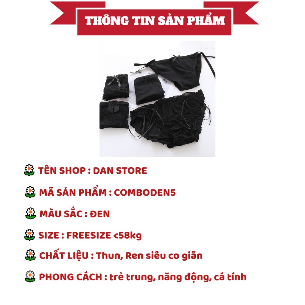Quần Lót Nữ - Quần Lót Nữ Cotton kháng khuẩn mềm mại tông đen gợi cảm tôn dáng sexy DAN STORE MÃ Comboden5 | BigBuy360 - bigbuy360.vn