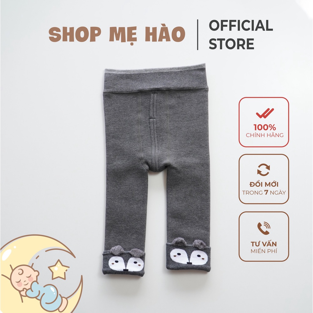 Quần legging nỉ lót nhung tai gấu cho bé gái 0-4 tuổi