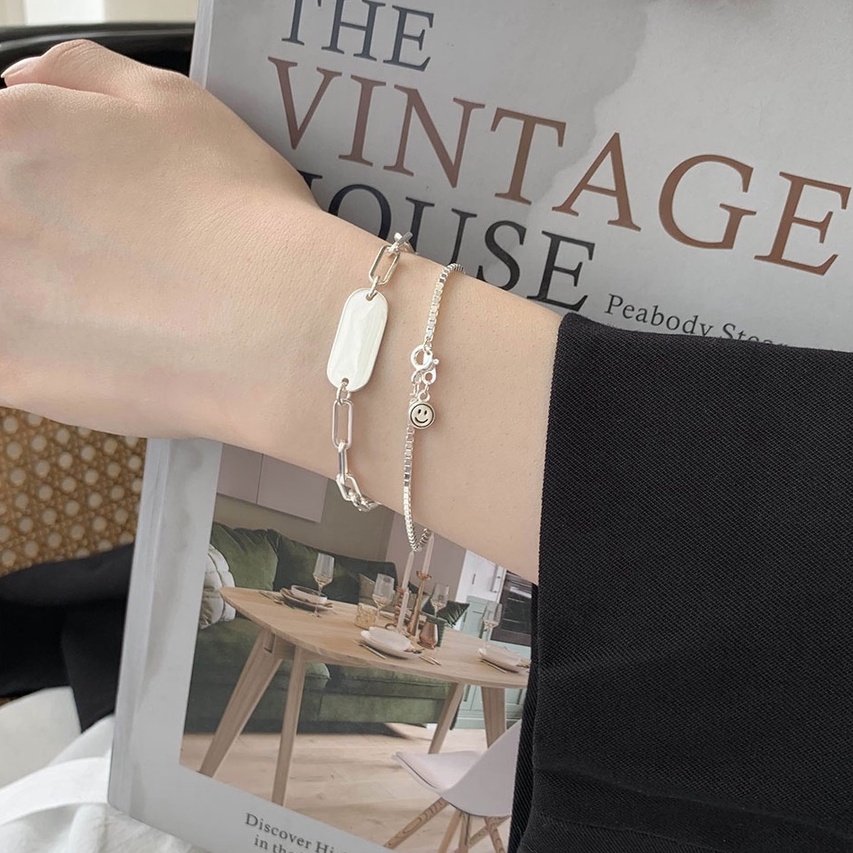 Vòng tay nữ lắc tay nữ bạc s925 dây hộp trơn mix mặt cười Cá jewelry LTB136