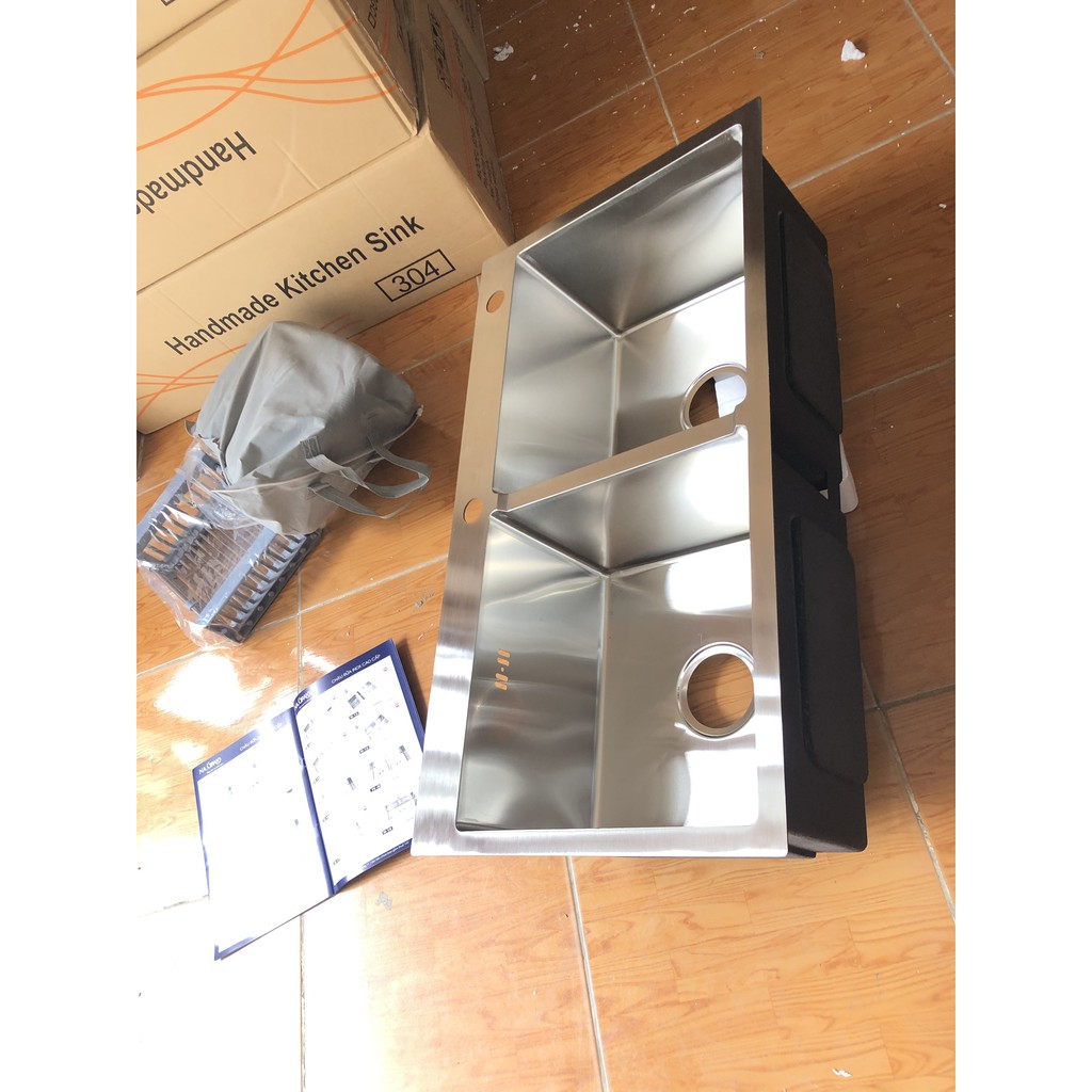 Combo Chậu Rửa Chén Bát INOX SUS 304 N6 7843 ĐÚC NA.GRAND và bộ xả chậu thoát nước XẢ TO 2 LỚP
