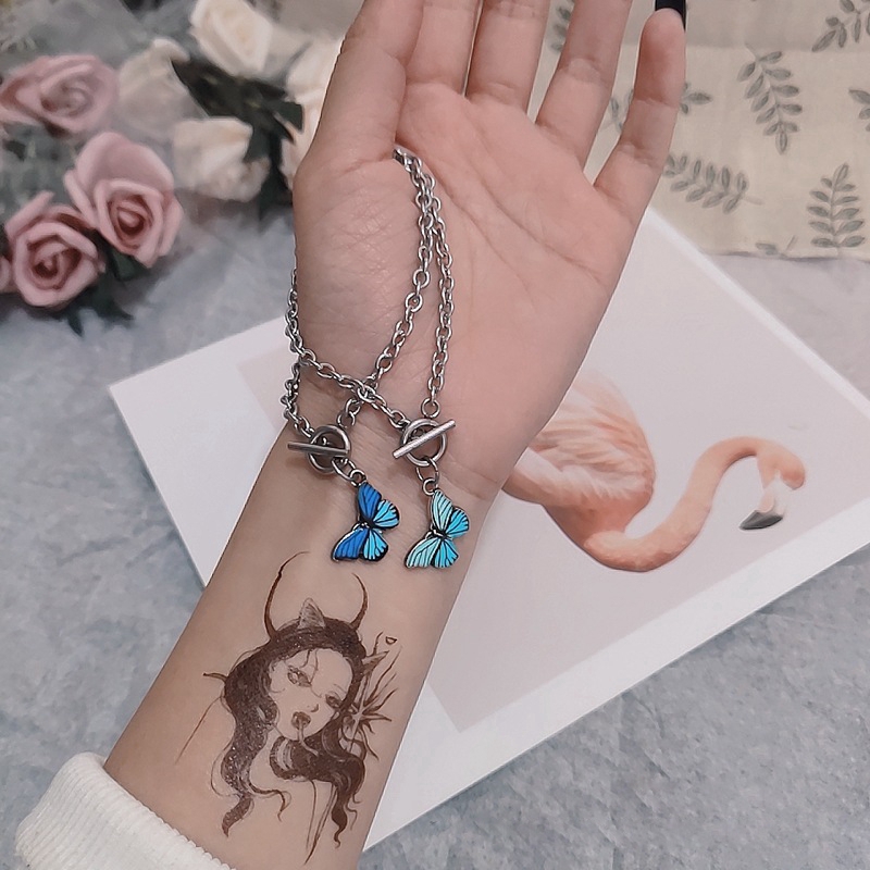 Vòng Tay Kim Loại Mặt Hình Bướm Phong Cách Harajuku Dành Cho Nữ