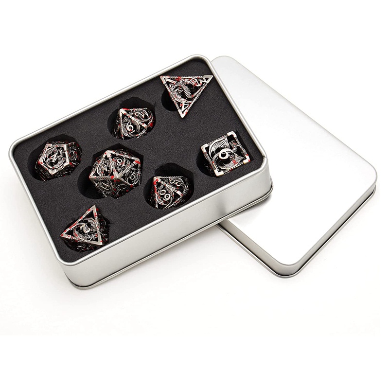 Bộ Xúc Xắc Bằng Kim Loại Polyhedral Sử Dụng Cho MTG Pathfinder D and D20 D12 D10 D8 D6 D4