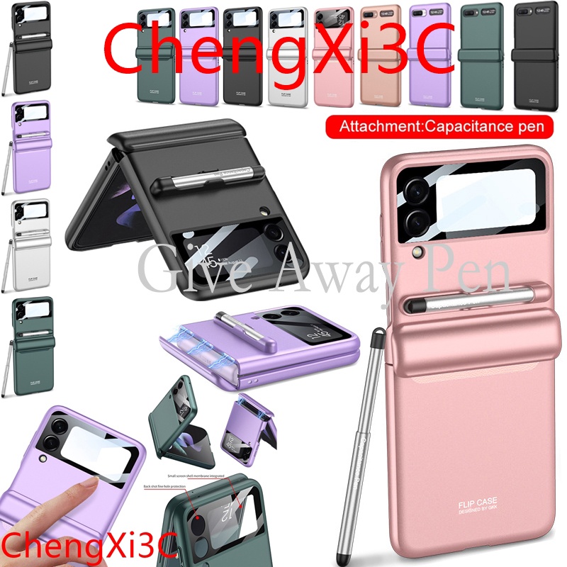 Galaxy Z Flip 3 Ốp lưng có bản lề giữa cho Galaxy Z Flip 3 vỏ điện thoại di động và phim tích hợp Hộp đựng điện thoại di động ống tay Flip3 để gửi bút Ốp lưng Galaxy Z Flip 1/2
