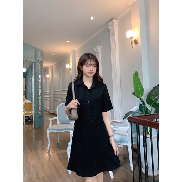 Đầm sơmi nút chéo