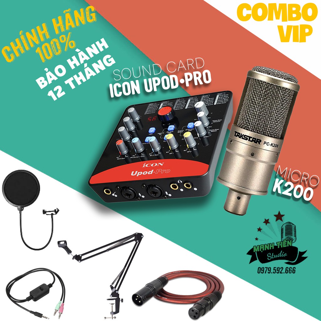 [Mã 154ELSALE2 giảm 7% đơn 300K] Trọn Bộ Combo Micro Takstar PC-K200 + Soundcard ICON + Full Phụ Kiện