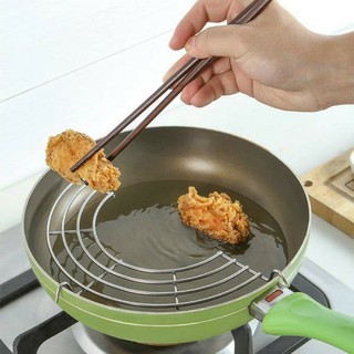 Vỉ gác chảo rán INOX, giúp dóc mỡ, giữ nóng đồ rán tiện dụng cỡ 24 - 30CM