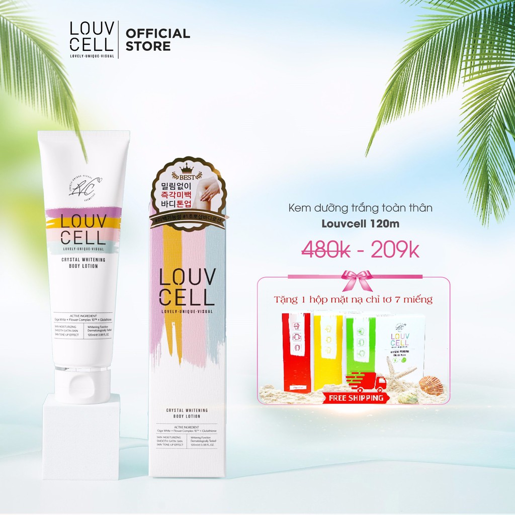 Kem Dưỡng Trắng Da Body Louvcell Crystal Whitening Body Lotion 120ml. Kem dưỡng ẩm trắng da  toàn thân Louv cell
