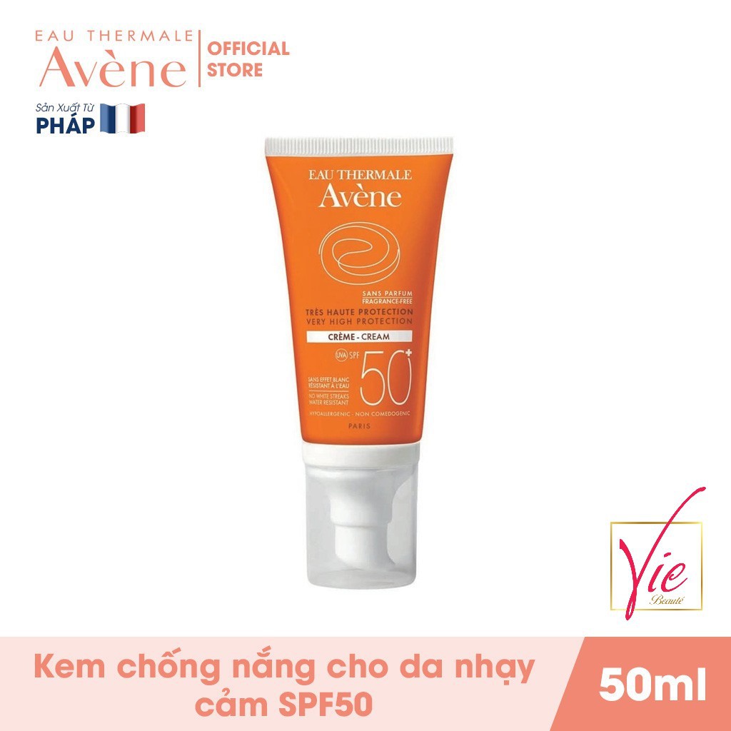 Kem chống nắng Avene Protection SPF50+ Fragrance Free không hương liệu cho da khô nhạy cảm 50 ml