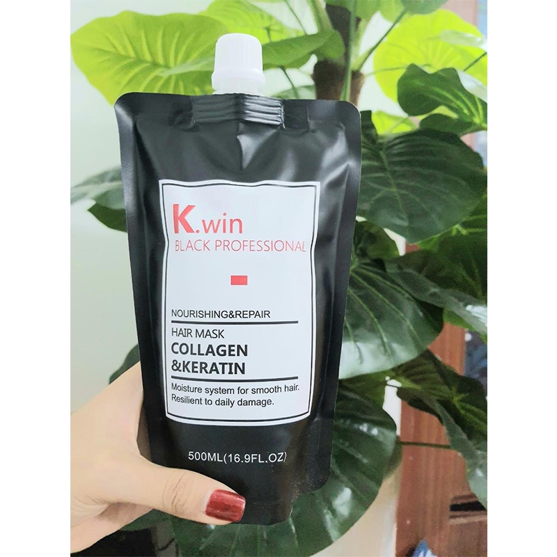 Ủ tóc collagen hấp tóc phục hồi hư tổn khô xơ uốn nhuộm duỗi chẻ ngọn siêu mềm mượt K.win smoothing and shiny 500ml