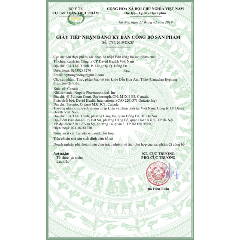 Tinh dầu hoa anh thảo David Health Evening Primrose Oil 200 viên hỗ trợ cân bằng nội tiết tố làm đẹp da tóc, móng