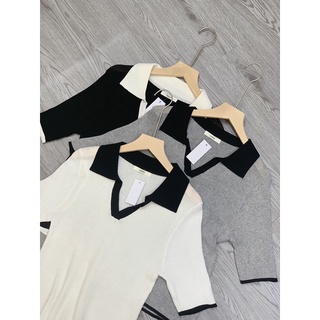 Áo len cổ polo cộc tay - 208AL1 - Đenta shop