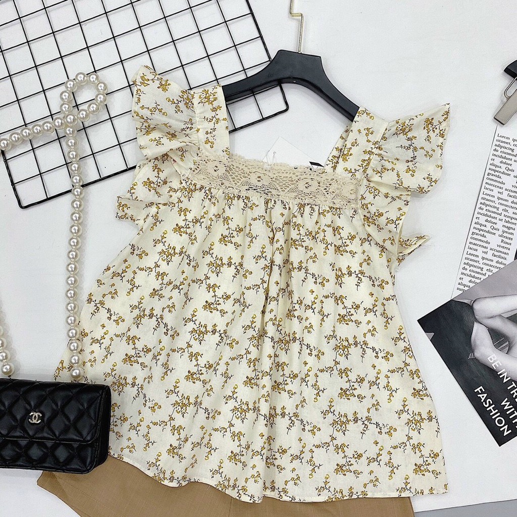 Set bộ kiểu babydoll nữ Cổ Vuông tay ngắn  MADELA  vai bồng, bộ mặc nhà không tay cổ vuông siêu xinh